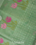 Sage Green Jamdani Pure Silk Linen Handloom Saree