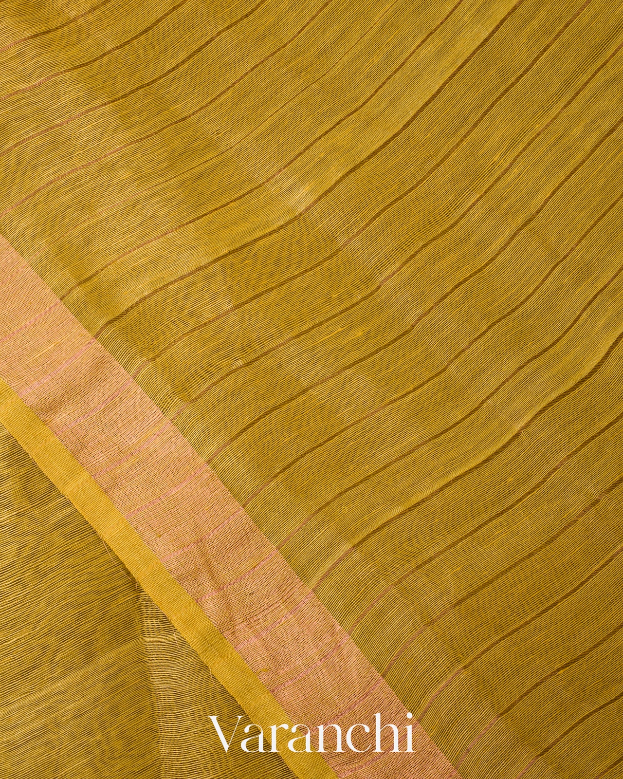 Mustard Yellow Jamdani Pure Silk Linen Handloom Saree