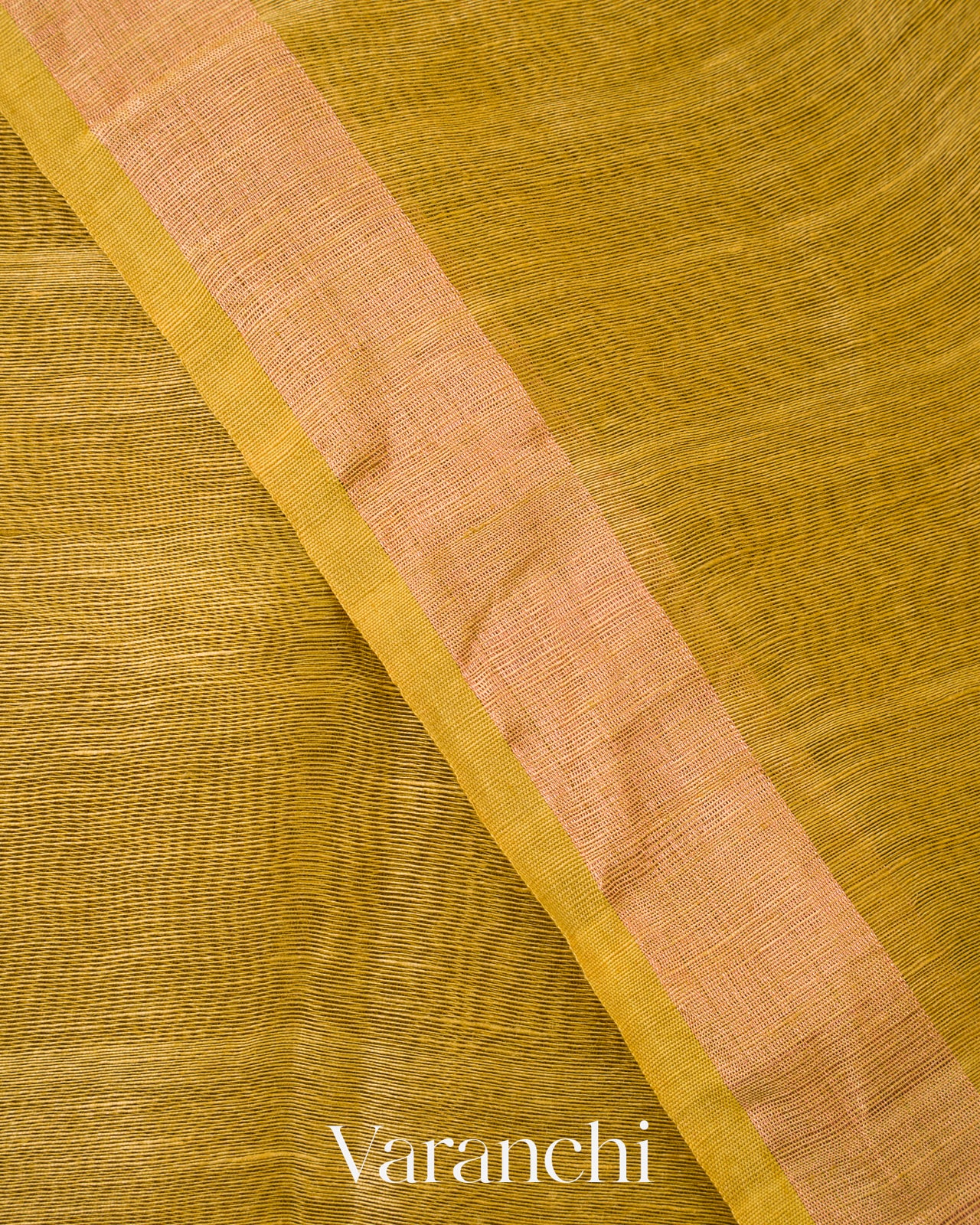 Mustard Yellow Jamdani Pure Silk Linen Handloom Saree