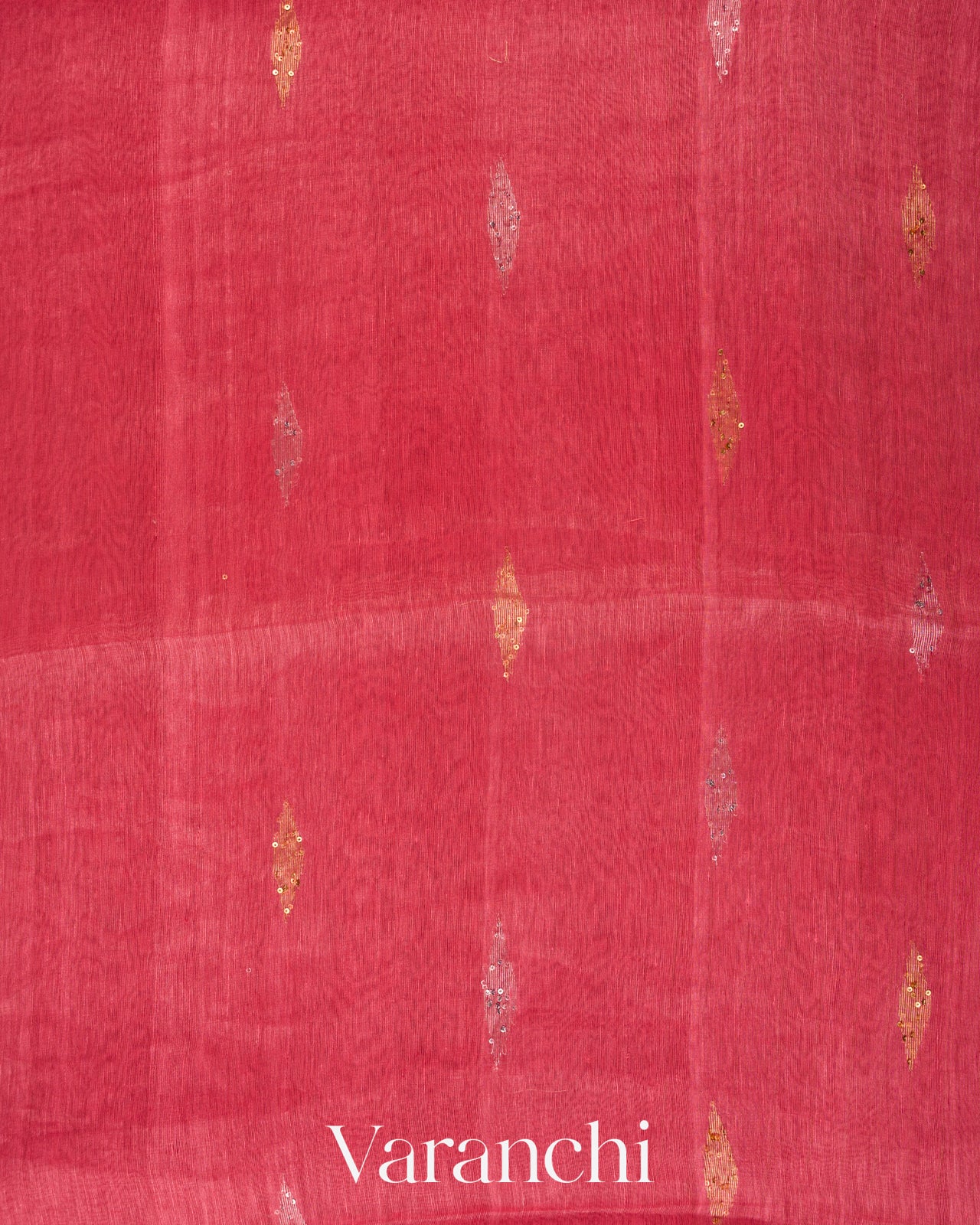 Rose Pink Sequin Embroidered Pure Silk Linen Handloom Saree