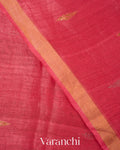 Rose Pink Sequin Embroidered Pure Silk Linen Handloom Saree