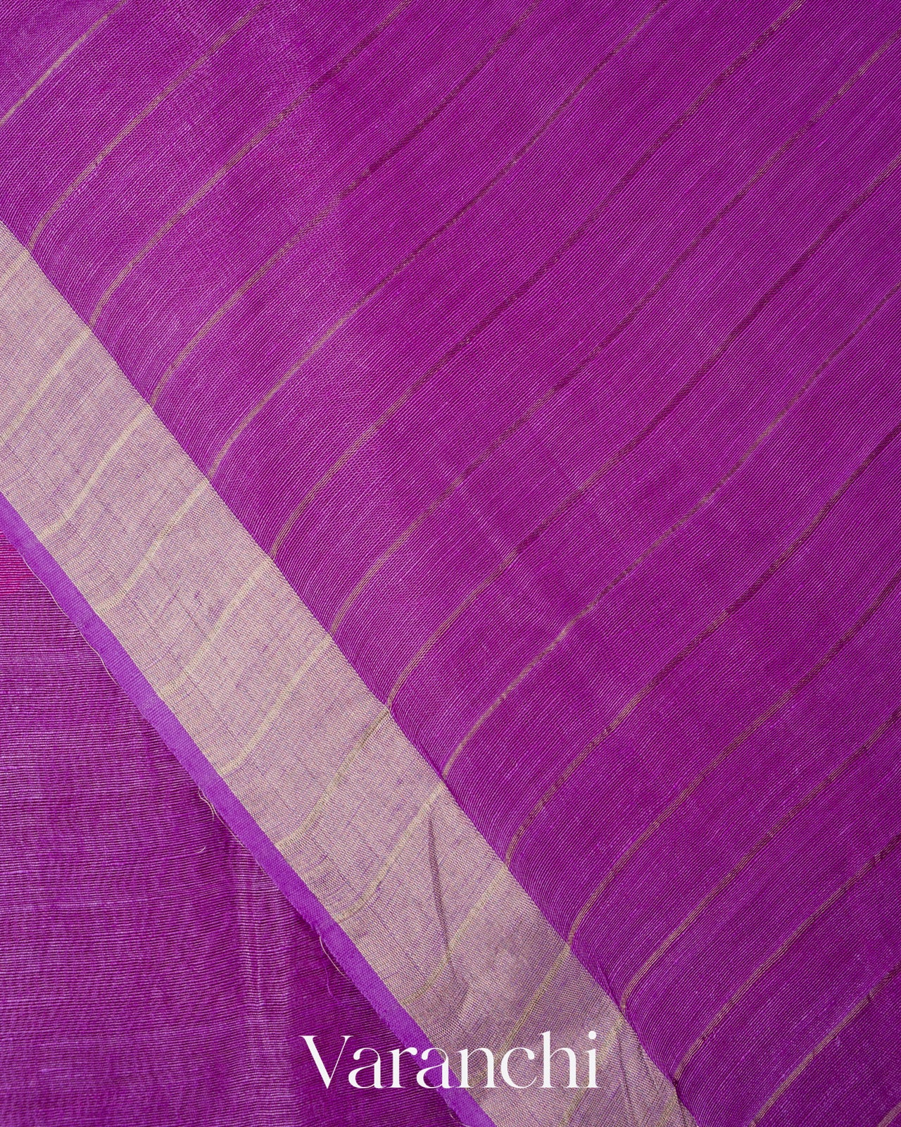 Purple Lotus Jamdani Pure Silk Linen Handloom Saree