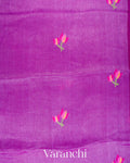 Purple Lotus Jamdani Pure Silk Linen Handloom Saree
