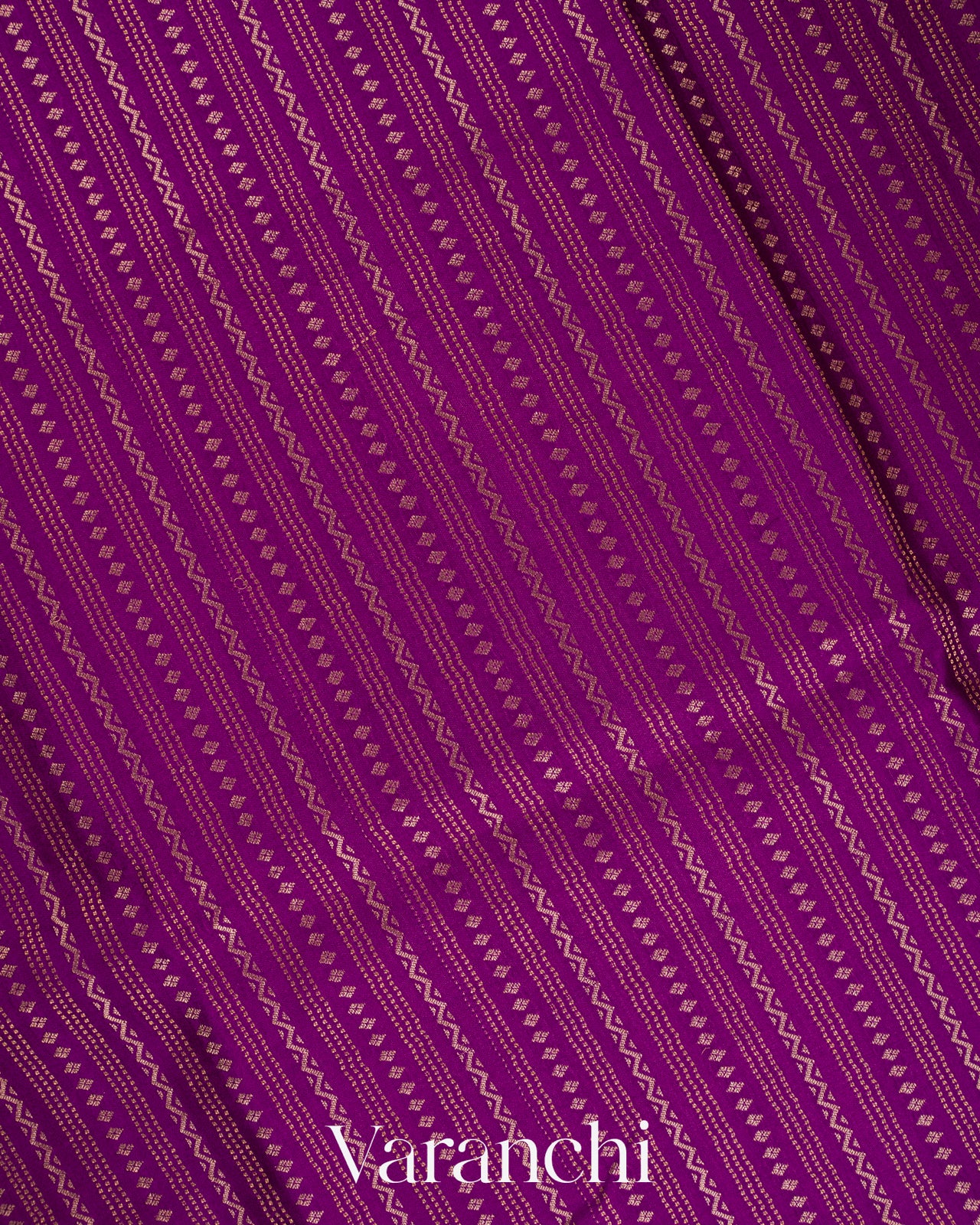 Deep Purple Striped Pure Mysore Crepe Silk Saree