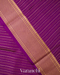 Deep Purple Striped Pure Mysore Crepe Silk Saree