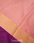Deep Purple Striped Pure Mysore Crepe Silk Saree