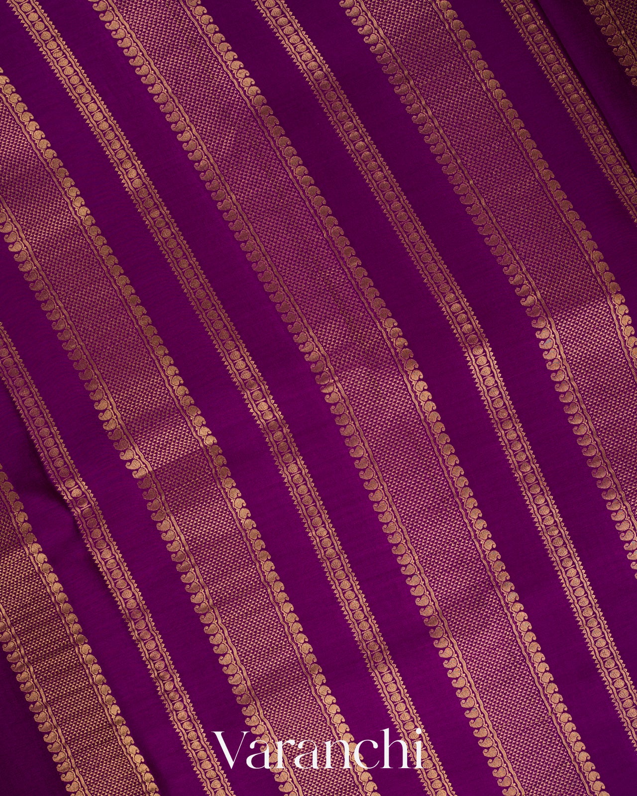 Deep Purple Checks and Brocade Pure Mysore Crepe Silk Saree