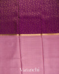 Deep Purple Checks and Brocade Pure Mysore Crepe Silk Saree