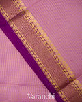 Deep Purple Checks and Brocade Pure Mysore Crepe Silk Saree