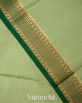 Bottle Green Checks and Brocade Pure Mysore Crepe Silk Saree