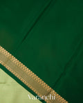 Bottle Green Checks and Brocade Pure Mysore Crepe Silk Saree