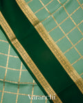 Sea Green Checkered Pure Mysore Crepe Silk Saree
