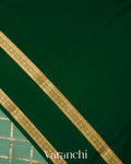Sea Green Checkered Pure Mysore Crepe Silk Saree