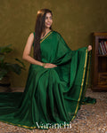 Bottle Green Pure Mysore Crepe Silk Saree
