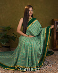 Sea Green Checkered Pure Mysore Crepe Silk Saree