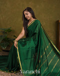 Bottle Green Pure Mysore Crepe Silk Saree
