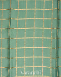 Sea Green Checkered Pure Mysore Crepe Silk Saree