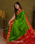 Parrot Green Pure Mysore Crepe Silk Saree