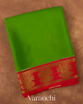 Parrot Green Pure Mysore Crepe Silk Saree