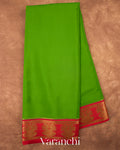 Parrot Green Pure Mysore Crepe Silk Saree