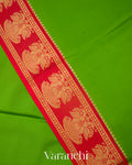 Parrot Green Pure Mysore Crepe Silk Saree
