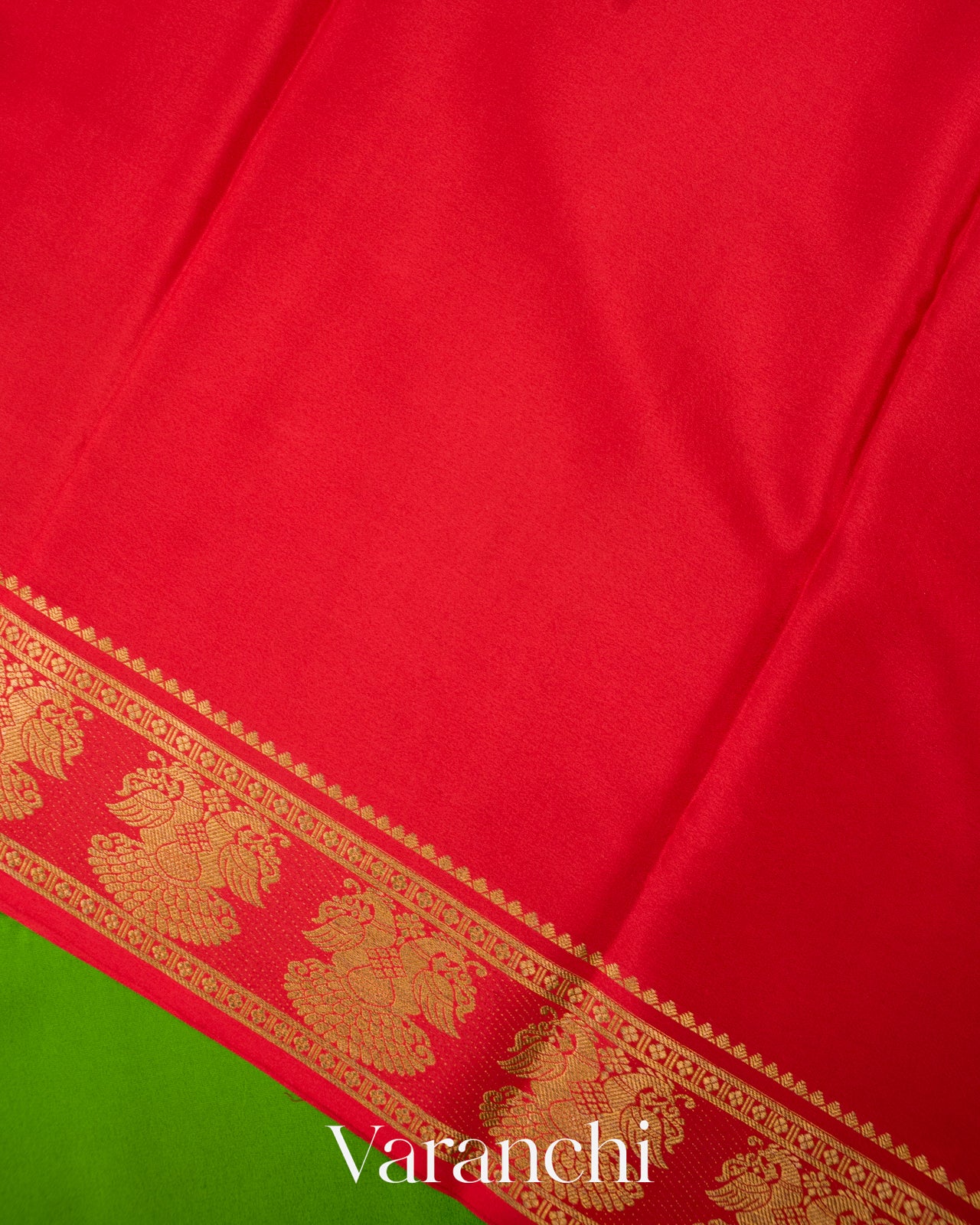 Parrot Green Pure Mysore Crepe Silk Saree