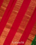Bottle Green Checkered Pure Mysore Crepe Silk Saree