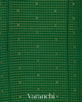 Bottle Green Checkered Pure Mysore Crepe Silk Saree