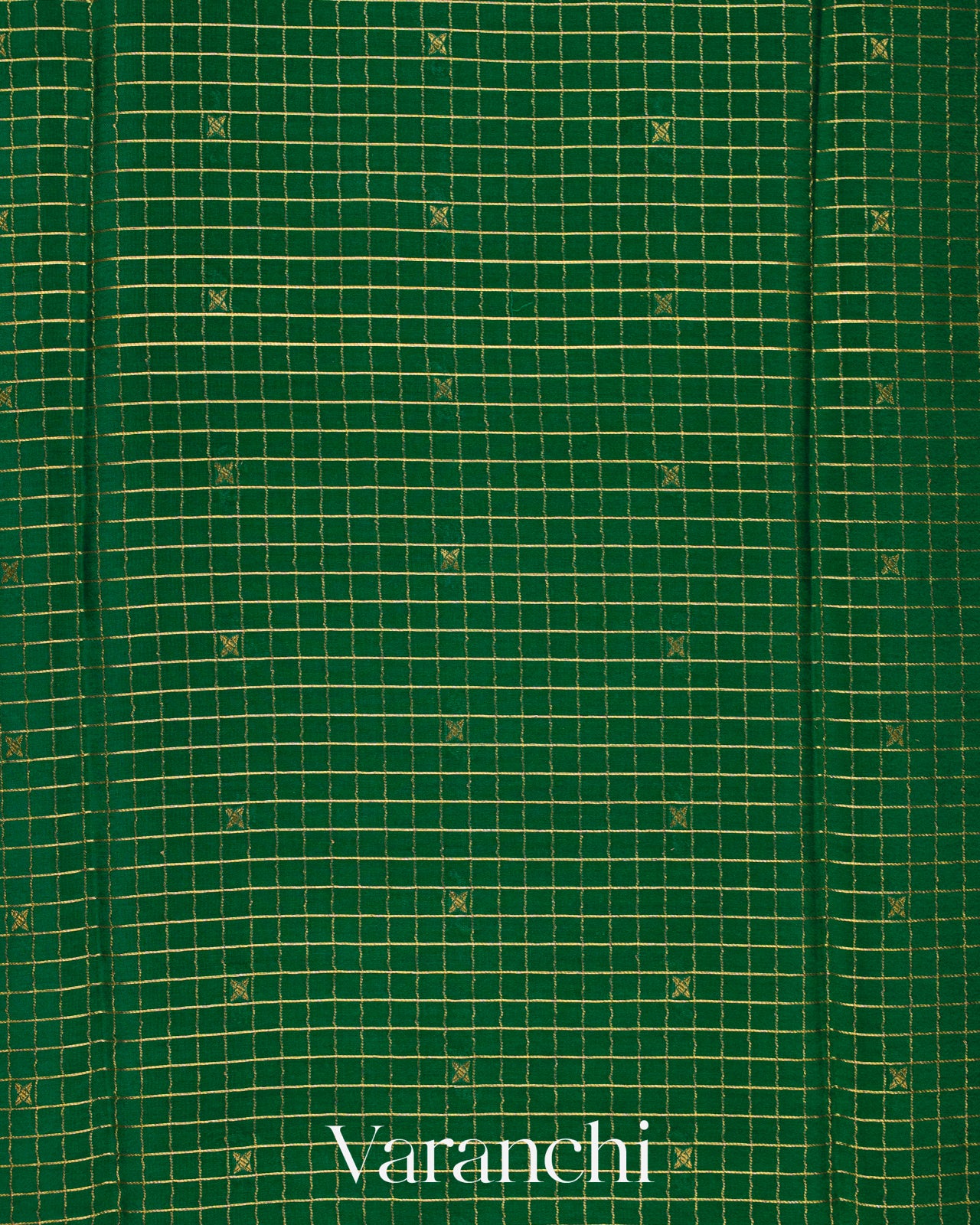 Bottle Green Checkered Pure Mysore Crepe Silk Saree