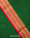 Bottle Green Checkered Pure Mysore Crepe Silk Saree