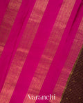 Deep Brown Checkered Pure Mysore Crepe Silk Saree