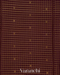 Deep Brown Checkered Pure Mysore Crepe Silk Saree