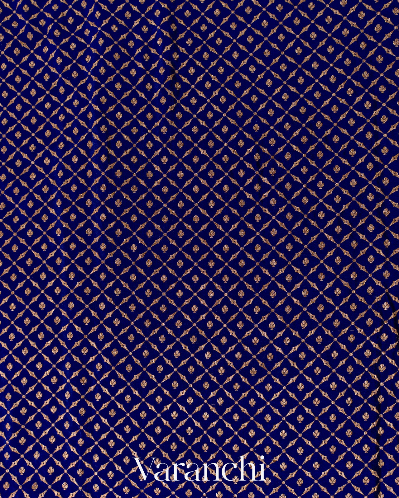 Royal Blue Jaal Pure Crepe Silk Handloom Saree