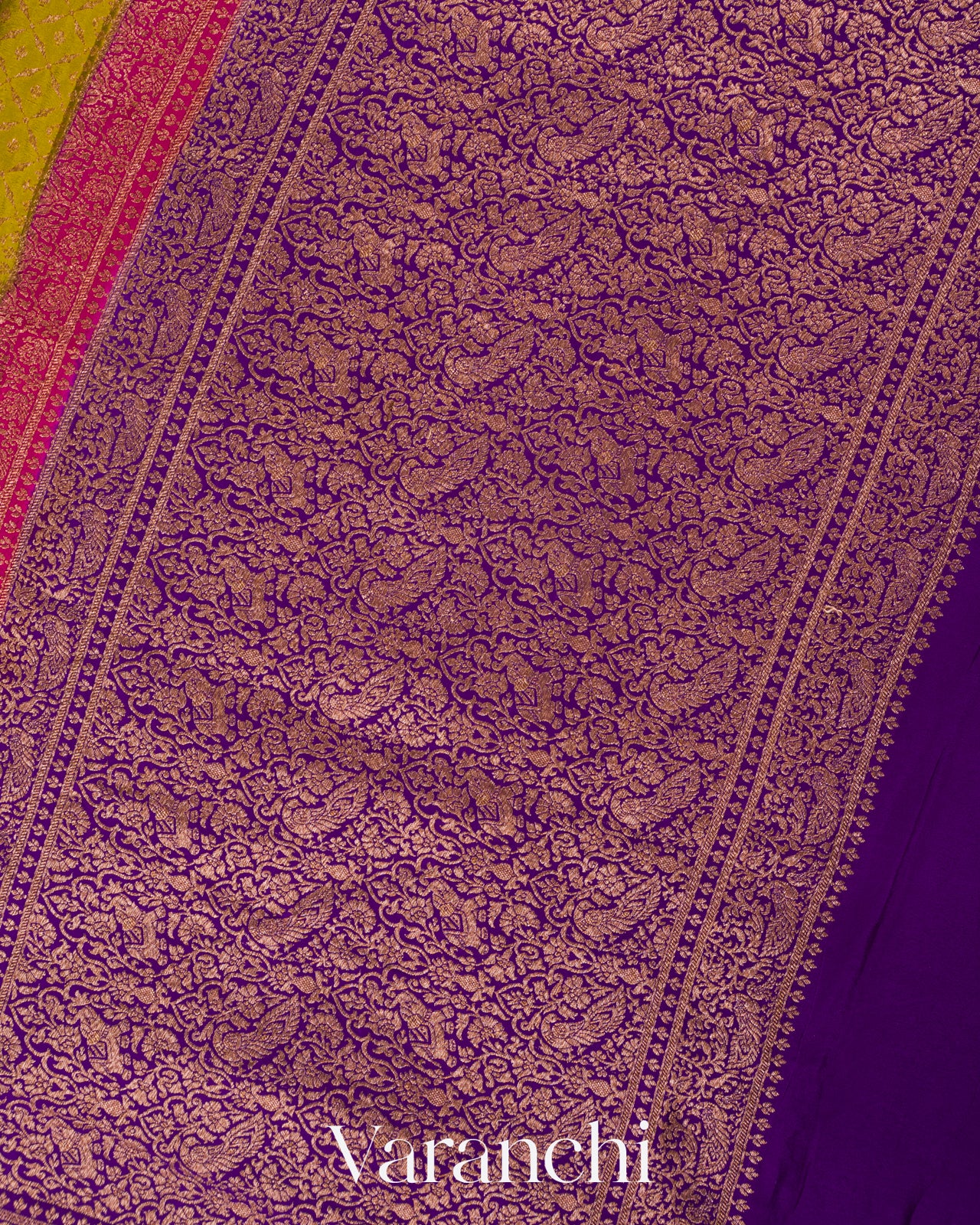 Lime Yellow Diamond Jaal Pure Crepe Silk Handloom Saree