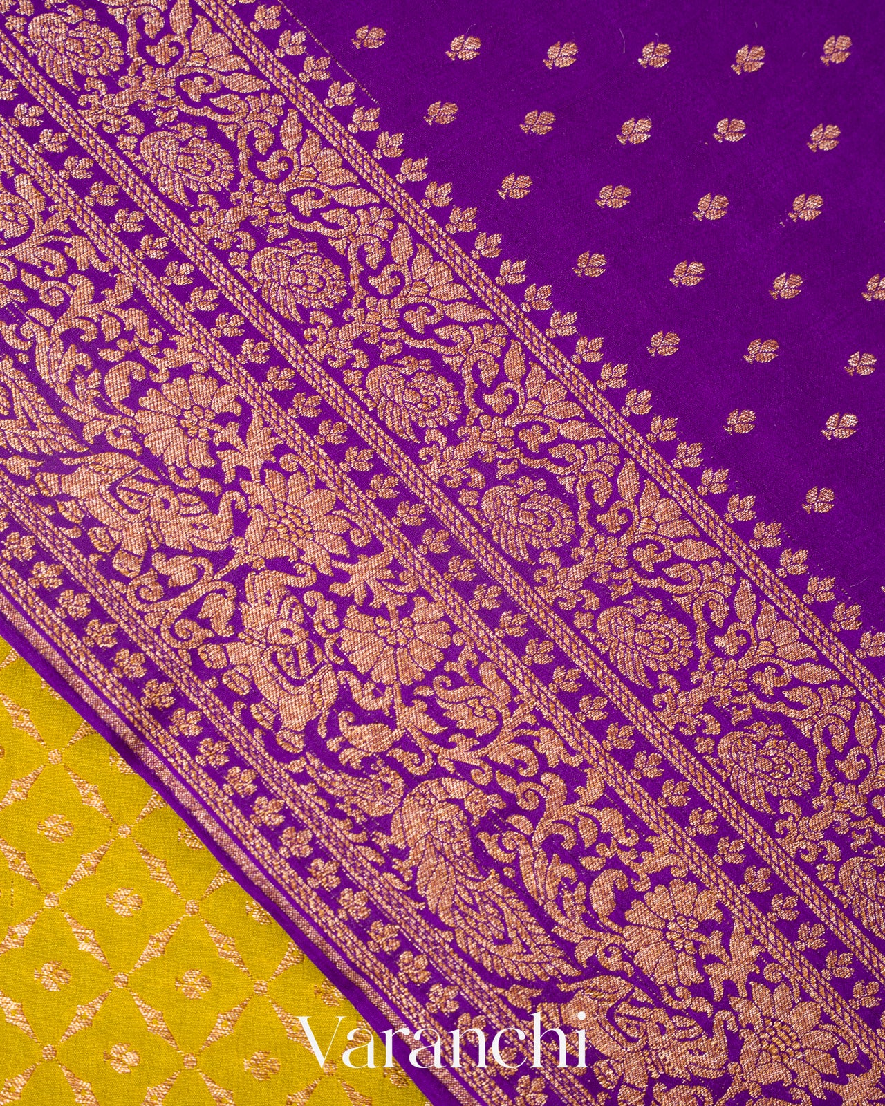 Lime Yellow Diamond Jaal Pure Crepe Silk Handloom Saree