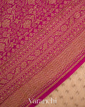 Beige Pure Crepe Silk Handloom Saree