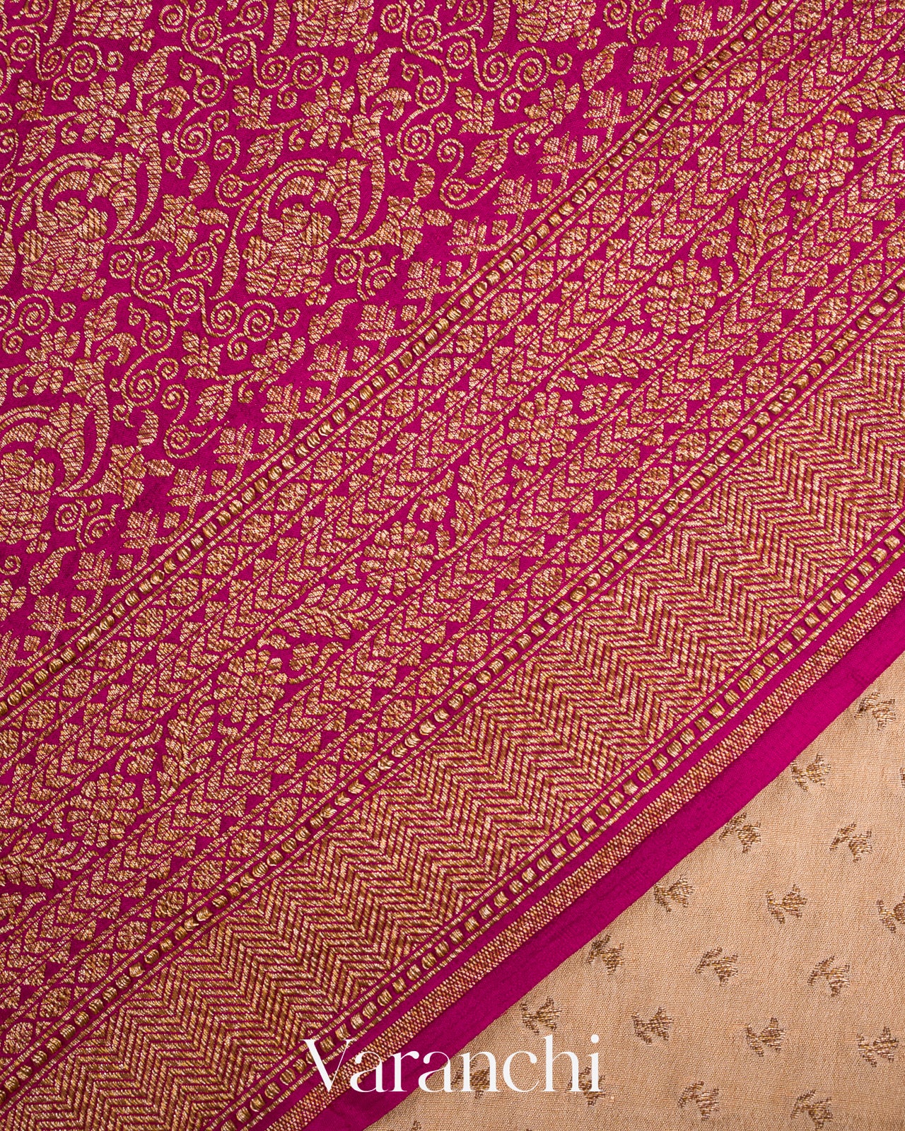 Beige Pure Crepe Silk Handloom Saree