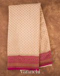 Beige Pure Crepe Silk Handloom Saree