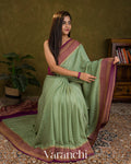 Mint Green Pure Crepe Silk Handloom Saree