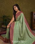 Mint Green Pure Crepe Silk Handloom Saree