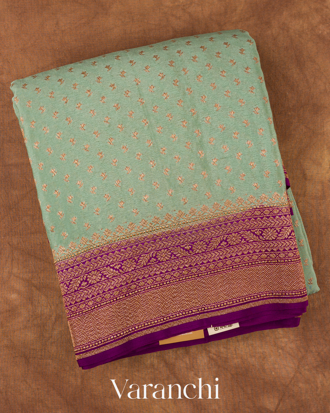 Mint Green Pure Crepe Silk Handloom Saree