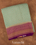 Mint Green Pure Crepe Silk Handloom Saree