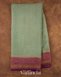Mint Green Pure Crepe Silk Handloom Saree