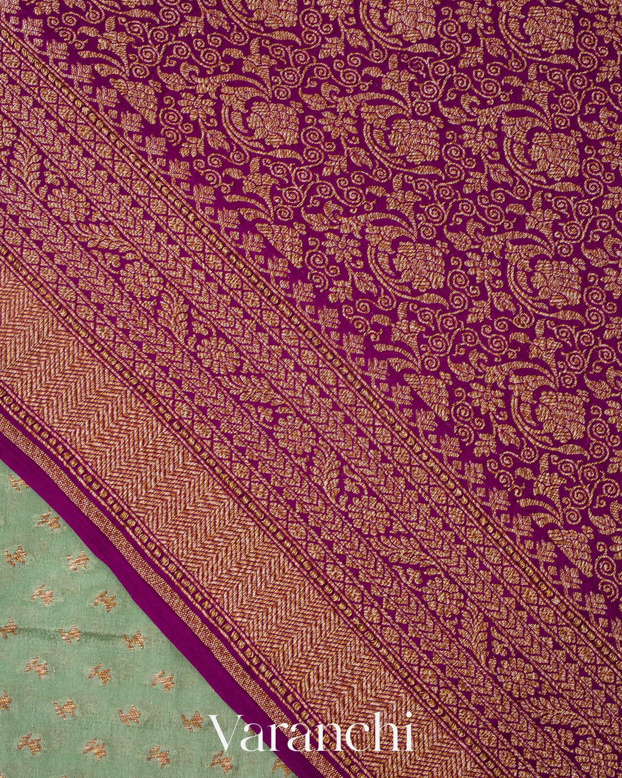Mint Green Pure Crepe Silk Handloom Saree