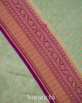 Mint Green Pure Crepe Silk Handloom Saree