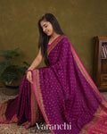 Royal Purple Pure Crepe Silk Handloom Saree