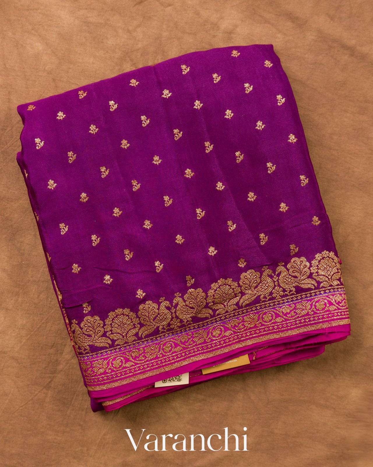 Royal Purple Pure Crepe Silk Handloom Saree