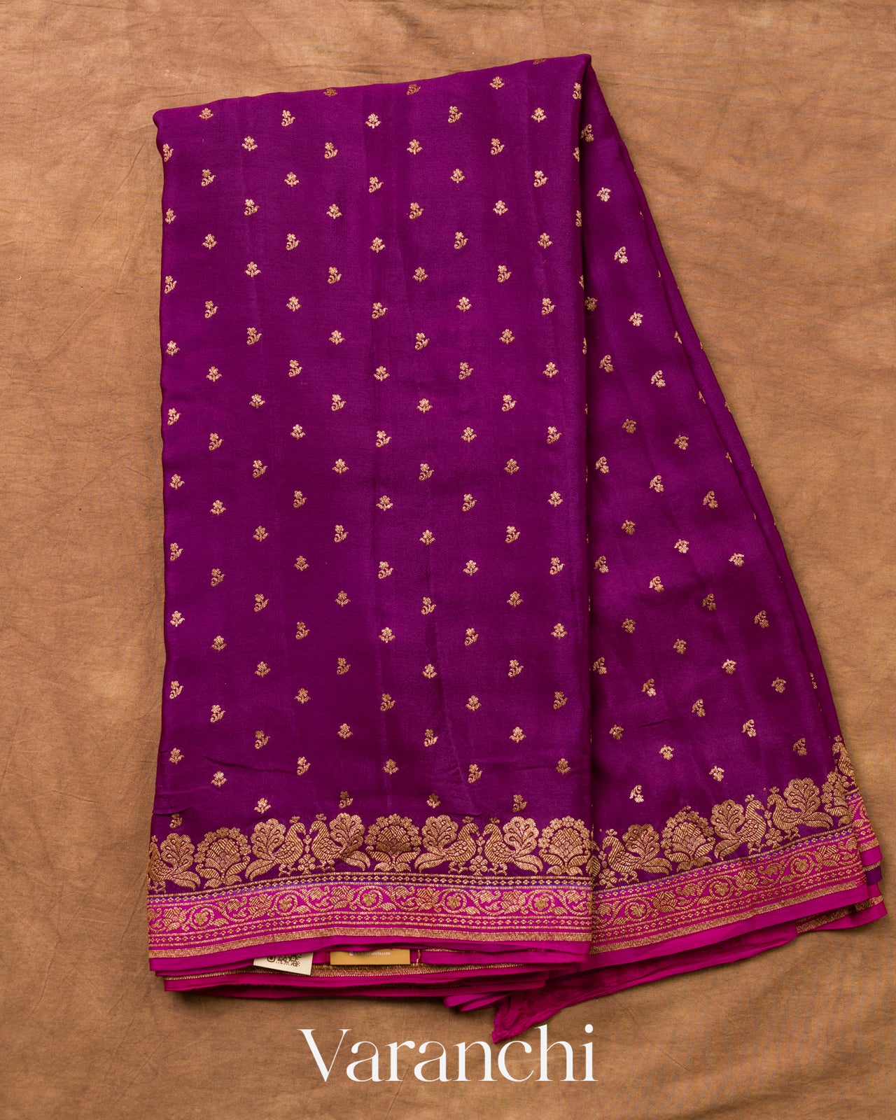 Royal Purple Pure Crepe Silk Handloom Saree