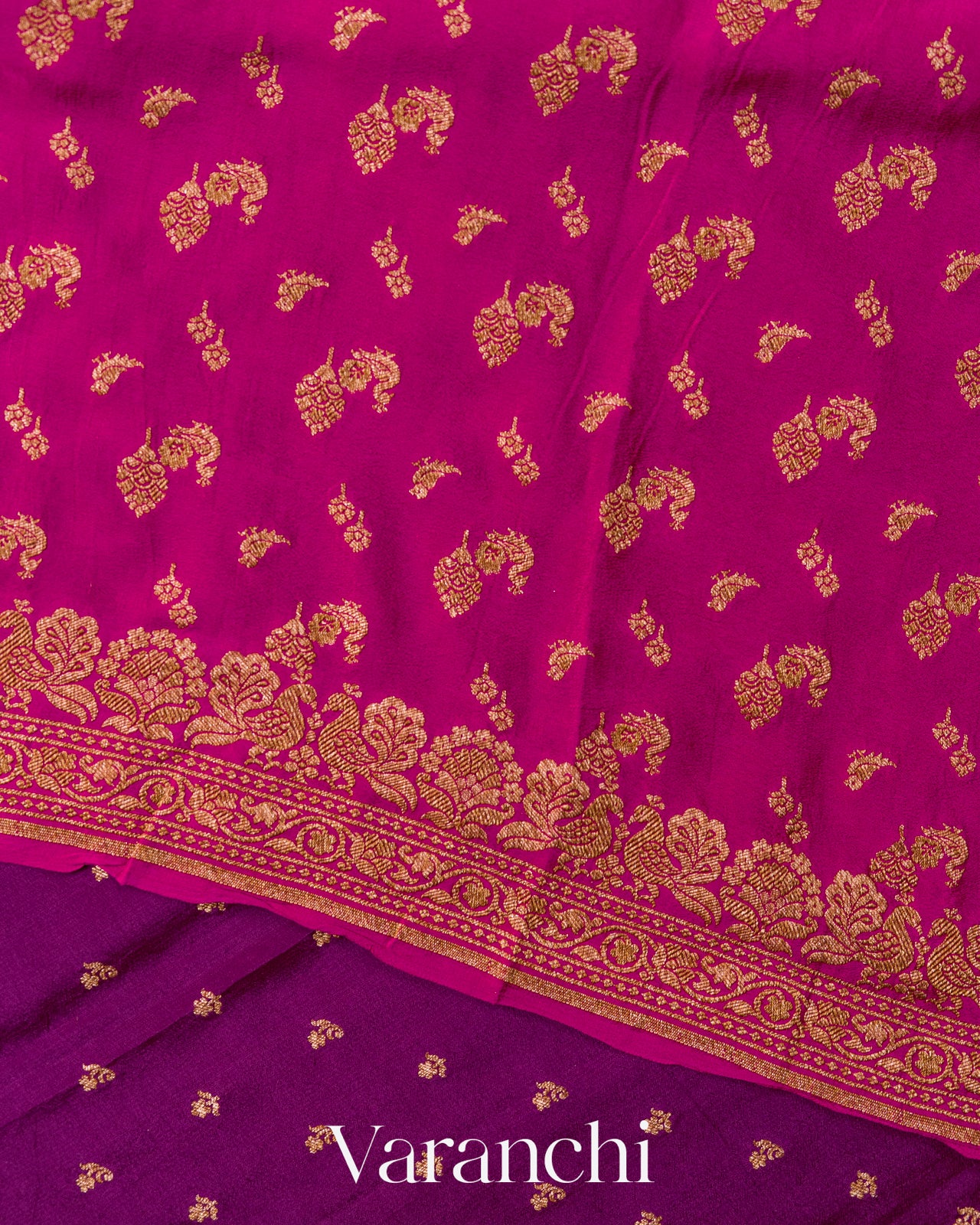 Royal Purple Pure Crepe Silk Handloom Saree
