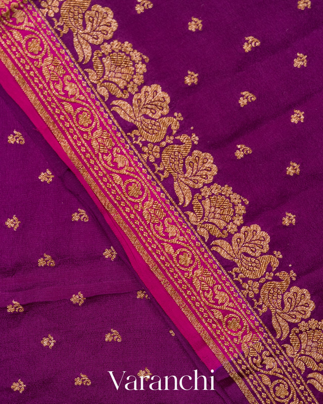 Royal Purple Pure Crepe Silk Handloom Saree